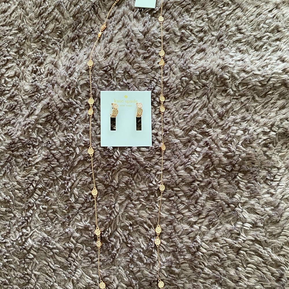 Kate spade rose gold necklace and earrings set